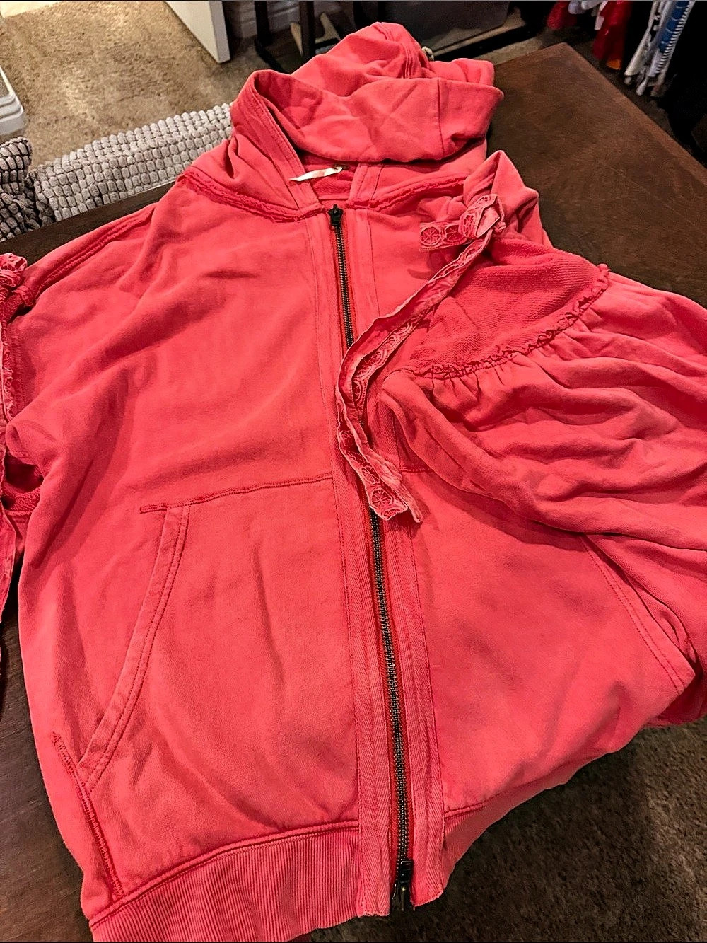 Free People Lowkey Zip Up Hoodie Jacket in Pink